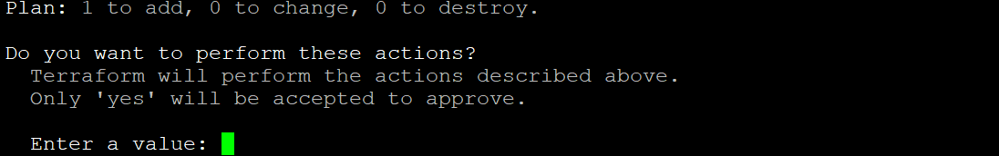 Plan: 1 to add, 0 to change, 0 to destroy.