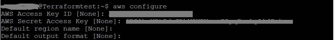 @Terraformtest: ~s aws configure