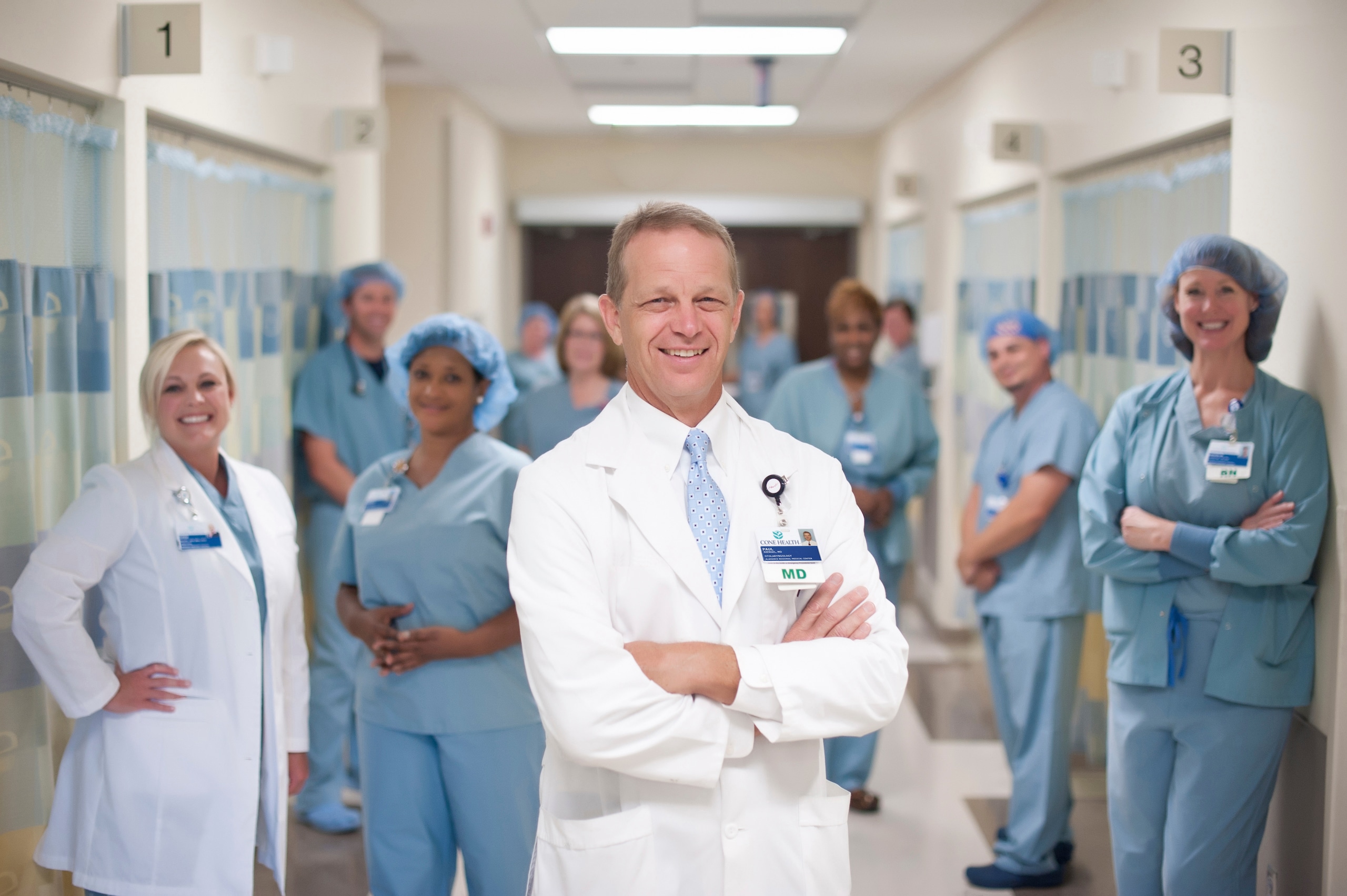 Hospital workers in a hospital 