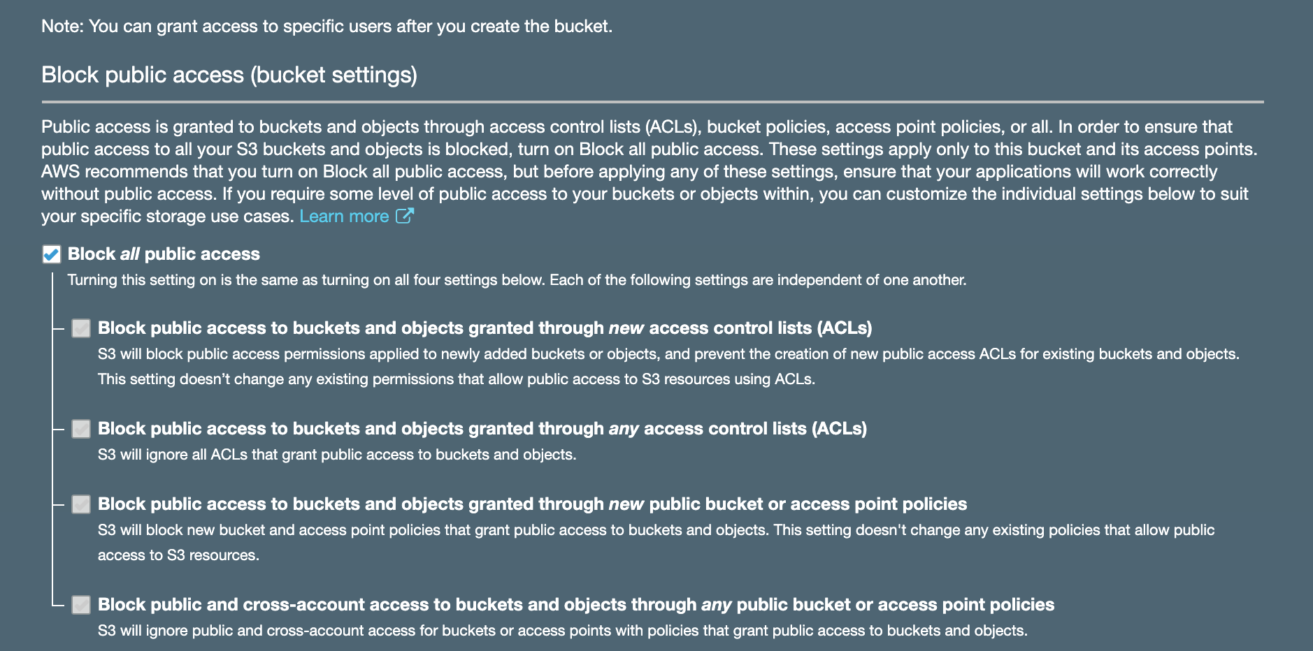 deselect public access