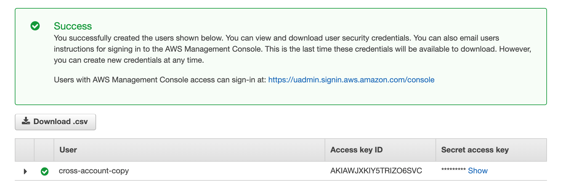 access key ID