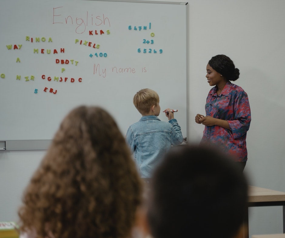 Teaching on whiteboard