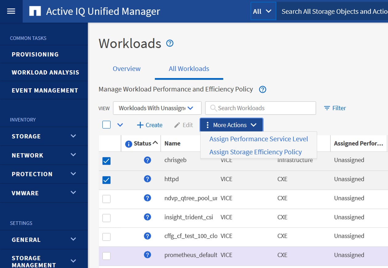 Active IQ Unified Manager Workloads Overview