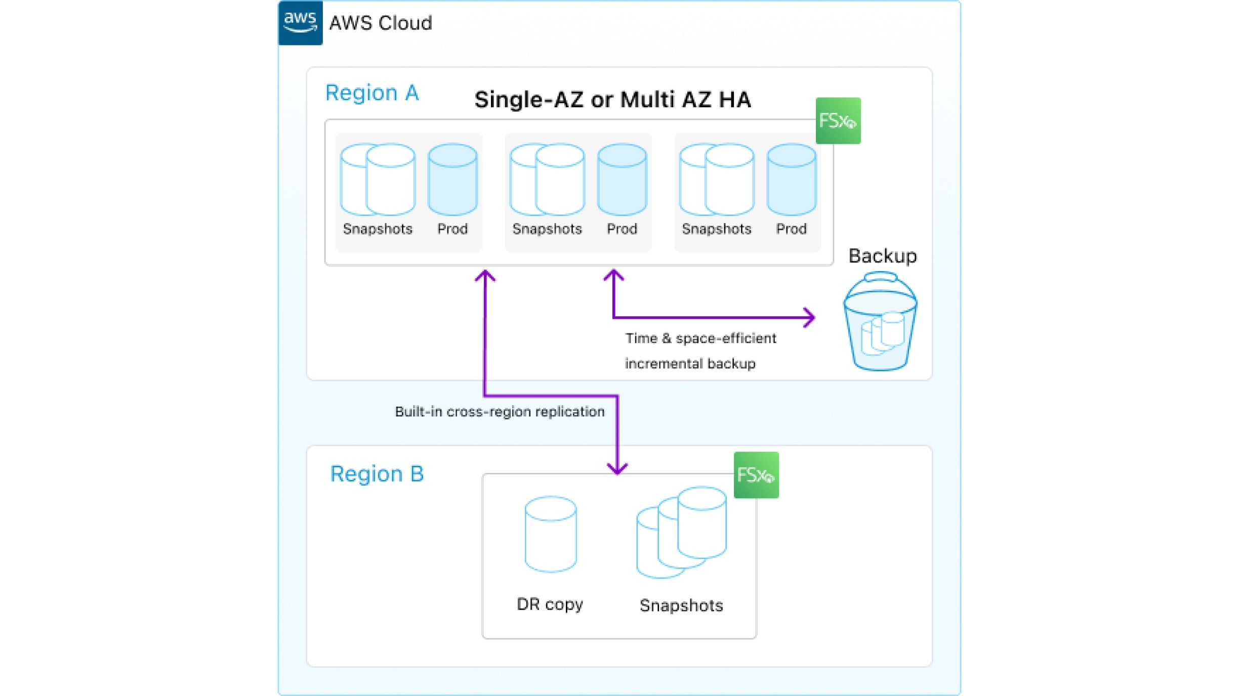 FSx for ONTAP Resilience & Protection diagram