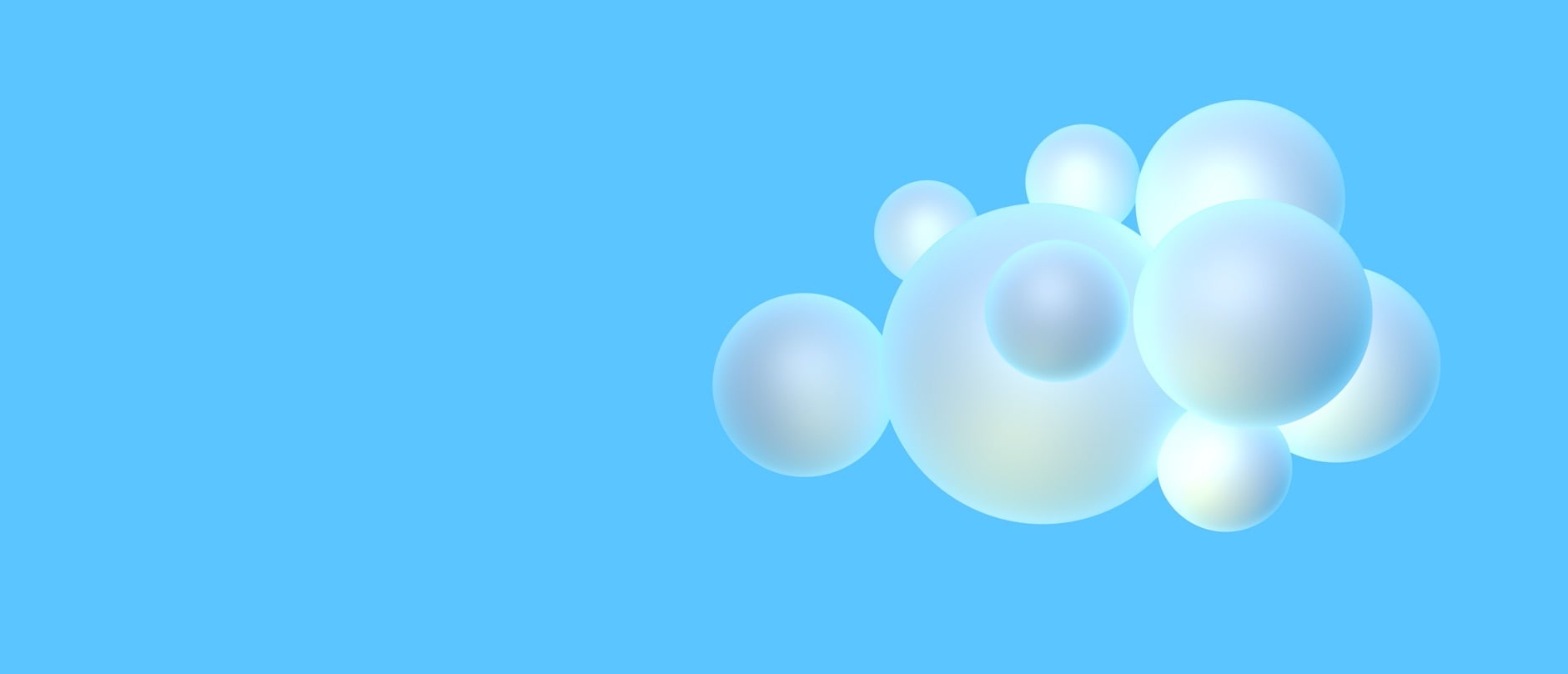 white illuminous balls on blue background